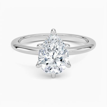 Altı Tırnak 1.50 Karat F-VS Damla Tektaş Laboratuvar Pırlanta Yüzük 18K - Bold Diamonds