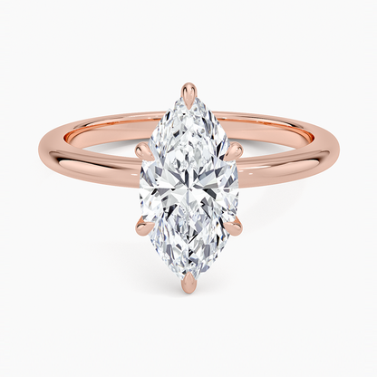 Altı Tırnak 1.50 Karat F-VS Markiz Tektaş Laboratuvar Pırlanta Yüzük 18K - Bold Diamonds