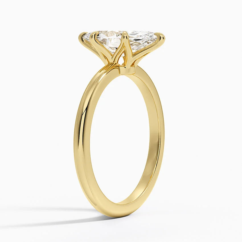 Altı Tırnak 1.50 Karat F-VS Markiz Tektaş Laboratuvar Pırlanta Yüzük 18K - Bold Diamonds