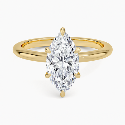 Altı Tırnak 1.50 Karat F-VS Markiz Tektaş Laboratuvar Pırlanta Yüzük 18K - Bold Diamonds