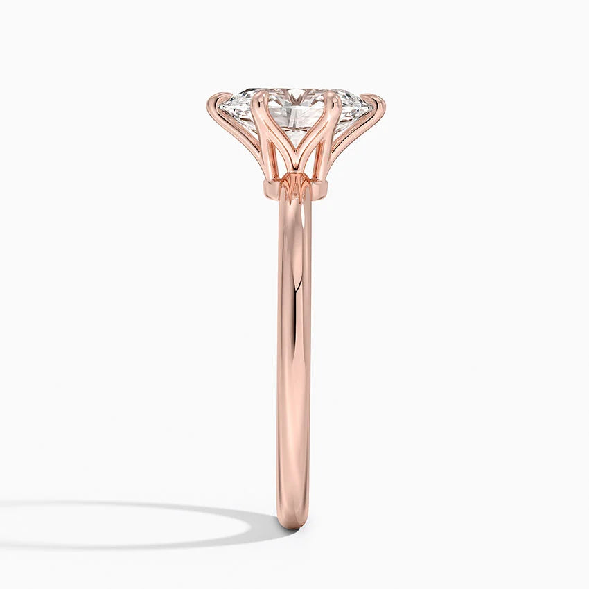 Altı Tırnak 1.50 Karat F-VS Oval Tektaş Laboratuvar Pırlanta Yüzük 18K - Bold Diamonds