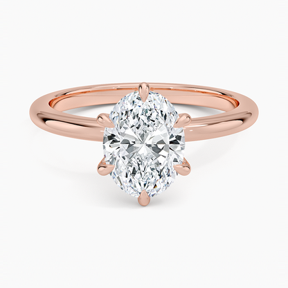 Altı Tırnak 1.50 Karat F-VS Oval Tektaş Laboratuvar Pırlanta Yüzük 18K - Bold Diamonds