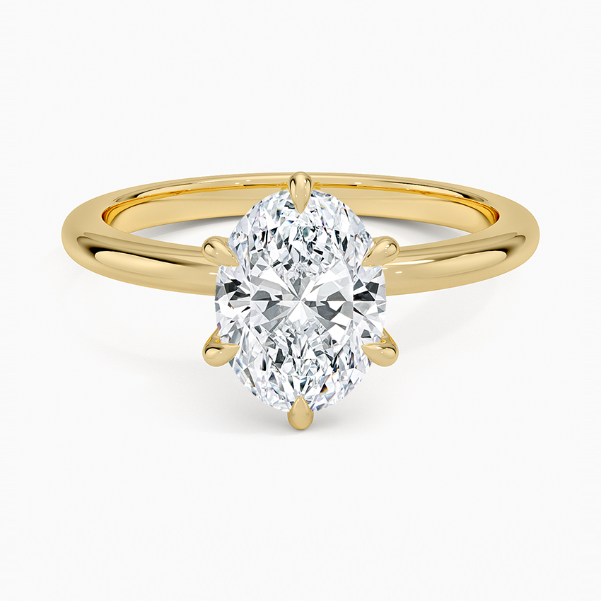 Altı Tırnak 1.50 Karat F-VS Oval Tektaş Laboratuvar Pırlanta Yüzük 18K - Bold Diamonds