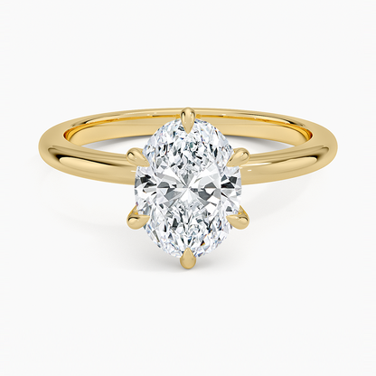 Altı Tırnak 1.50 Karat F-VS Oval Tektaş Laboratuvar Pırlanta Yüzük 18K - Bold Diamonds