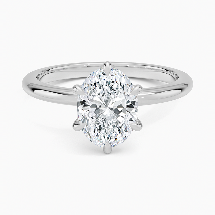 Altı Tırnak 1.50 Karat F-VS Oval Tektaş Laboratuvar Pırlanta Yüzük 18K - Bold Diamonds