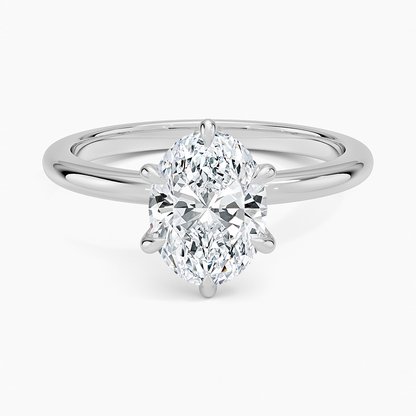Altı Tırnak 1.50 Karat F-VS Oval Tektaş Laboratuvar Pırlanta Yüzük 18K - Bold Diamonds