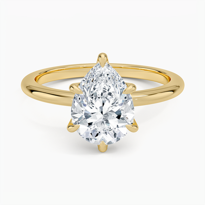 Altı Tırnak 2.00 Karat F-VS Damla Tektaş Laboratuvar Pırlanta Yüzük 18K - Bold Diamonds