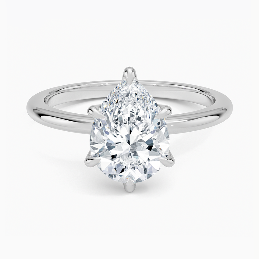 Altı Tırnak 2.00 Karat F-VS Damla Tektaş Laboratuvar Pırlanta Yüzük 18K - Bold Diamonds