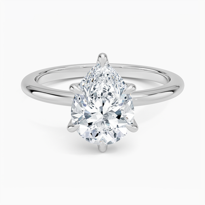 Altı Tırnak 2.00 Karat F-VS Damla Tektaş Laboratuvar Pırlanta Yüzük 18K - Bold Diamonds