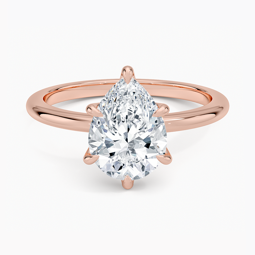 Altı Tırnak 2.00 Karat F-VS Damla Tektaş Laboratuvar Pırlanta Yüzük 18K - Bold Diamonds