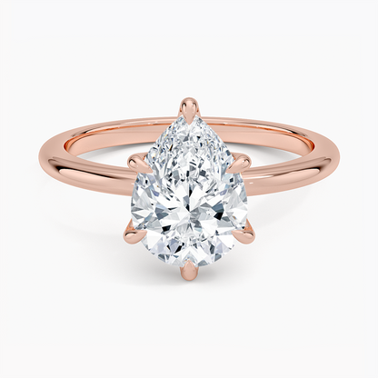 Altı Tırnak 2.00 Karat F-VS Damla Tektaş Laboratuvar Pırlanta Yüzük 18K - Bold Diamonds
