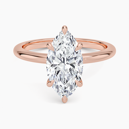 Altı Tırnak 2.00 Karat F-VS Markiz Tektaş Laboratuvar Pırlanta Yüzük 18K - Bold Diamonds