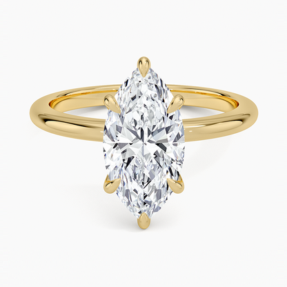 Altı Tırnak 2.00 Karat F-VS Markiz Tektaş Laboratuvar Pırlanta Yüzük 18K - Bold Diamonds