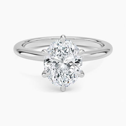 Altı Tırnak 2.00 Karat F-VS Oval Tektaş Laboratuvar Pırlanta Yüzük 18K - Bold Diamonds