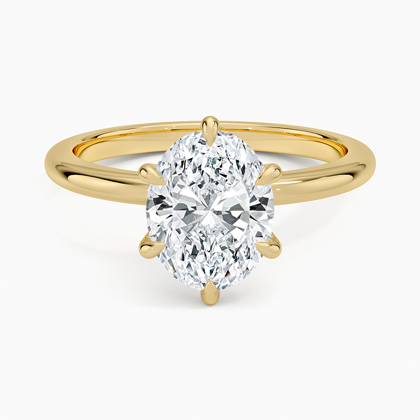 Altı Tırnak 2.00 Karat F-VS Oval Tektaş Laboratuvar Pırlanta Yüzük 18K - Bold Diamonds