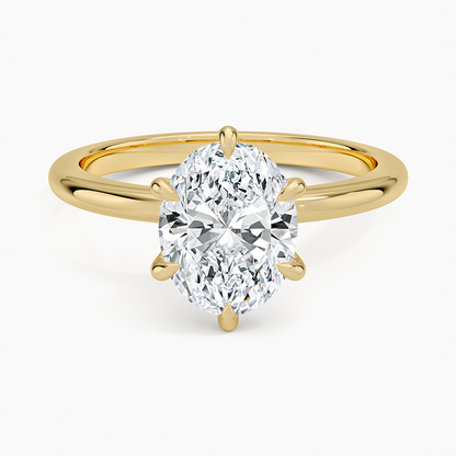 Altı Tırnak 2.00 Karat F-VS Oval Tektaş Laboratuvar Pırlanta Yüzük 18K - Bold Diamonds