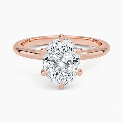 Altı Tırnak 2.00 Karat F-VS Oval Tektaş Laboratuvar Pırlanta Yüzük 18K - Bold Diamonds