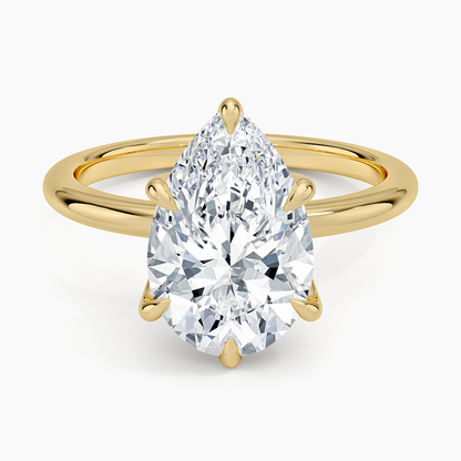Altı Tırnak 3.00 Karat F-VS Damla Tektaş Laboratuvar Pırlanta Yüzük 18K - Bold Diamonds