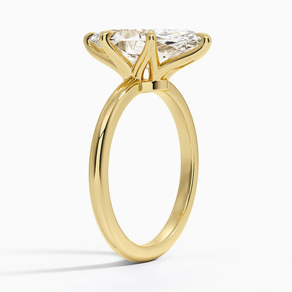 Altı Tırnak 3.00 Karat F-VS Markiz Tektaş Laboratuvar Pırlanta Yüzük 18K - Bold Diamonds
