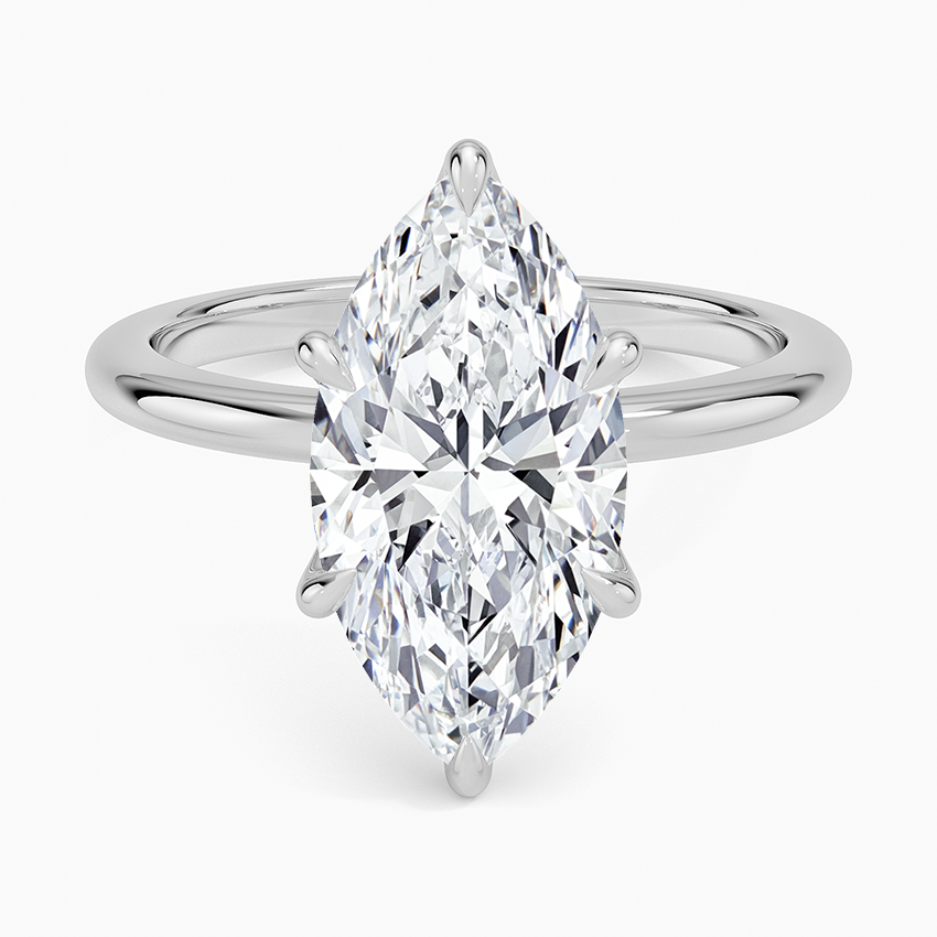 Altı Tırnak 3.00 Karat F-VS Markiz Tektaş Laboratuvar Pırlanta Yüzük 18K - Bold Diamonds