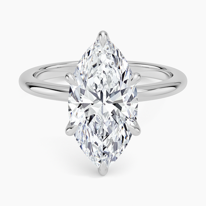 Altı Tırnak 3.00 Karat F-VS Markiz Tektaş Laboratuvar Pırlanta Yüzük 18K - Bold Diamonds
