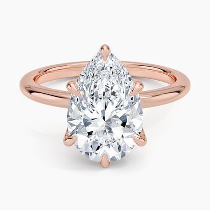Altı Tırnak 3.00 Karat F-VS Damla Tektaş Laboratuvar Pırlanta Yüzük 18K - Bold Diamonds