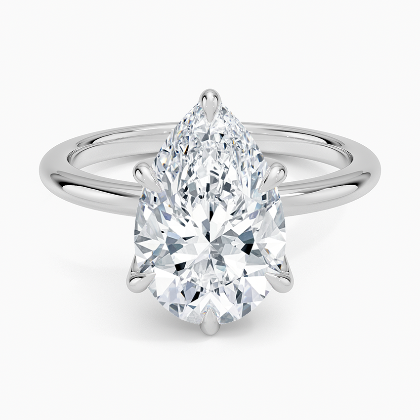 Altı Tırnak 3.00 Karat F-VS Damla Tektaş Laboratuvar Pırlanta Yüzük 18K - Bold Diamonds
