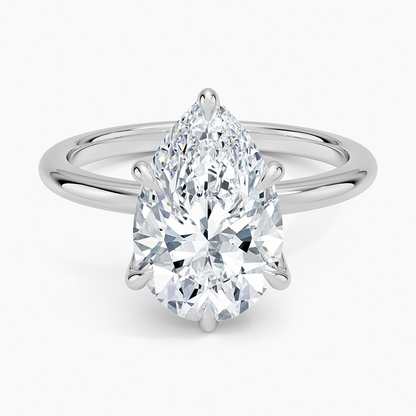 Altı Tırnak 3.00 Karat F-VS Damla Tektaş Laboratuvar Pırlanta Yüzük 18K - Bold Diamonds