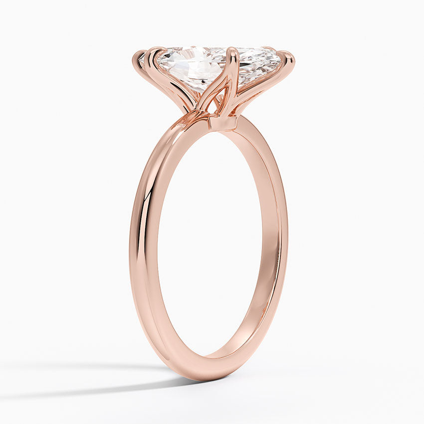 Altı Tırnak 3.00 Karat F-VS Markiz Tektaş Laboratuvar Pırlanta Yüzük 18K - Bold Diamonds