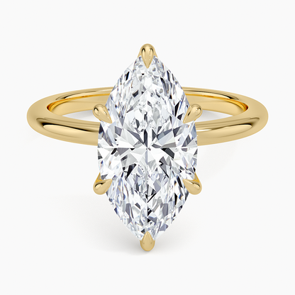 Altı Tırnak 3.00 Karat F-VS Markiz Tektaş Laboratuvar Pırlanta Yüzük 18K - Bold Diamonds