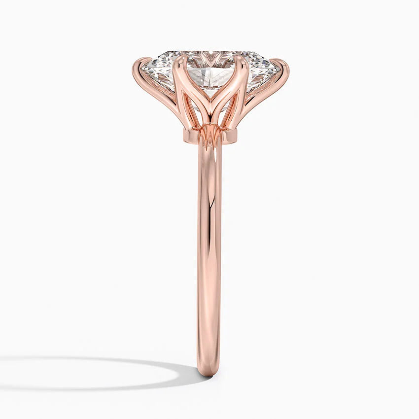 Altı Tırnak 3.00 Karat F-VS Oval Tektaş Laboratuvar Pırlanta Yüzük 18K - Bold Diamonds