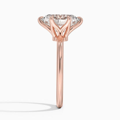 Altı Tırnak 3.00 Karat F-VS Oval Tektaş Laboratuvar Pırlanta Yüzük 18K - Bold Diamonds