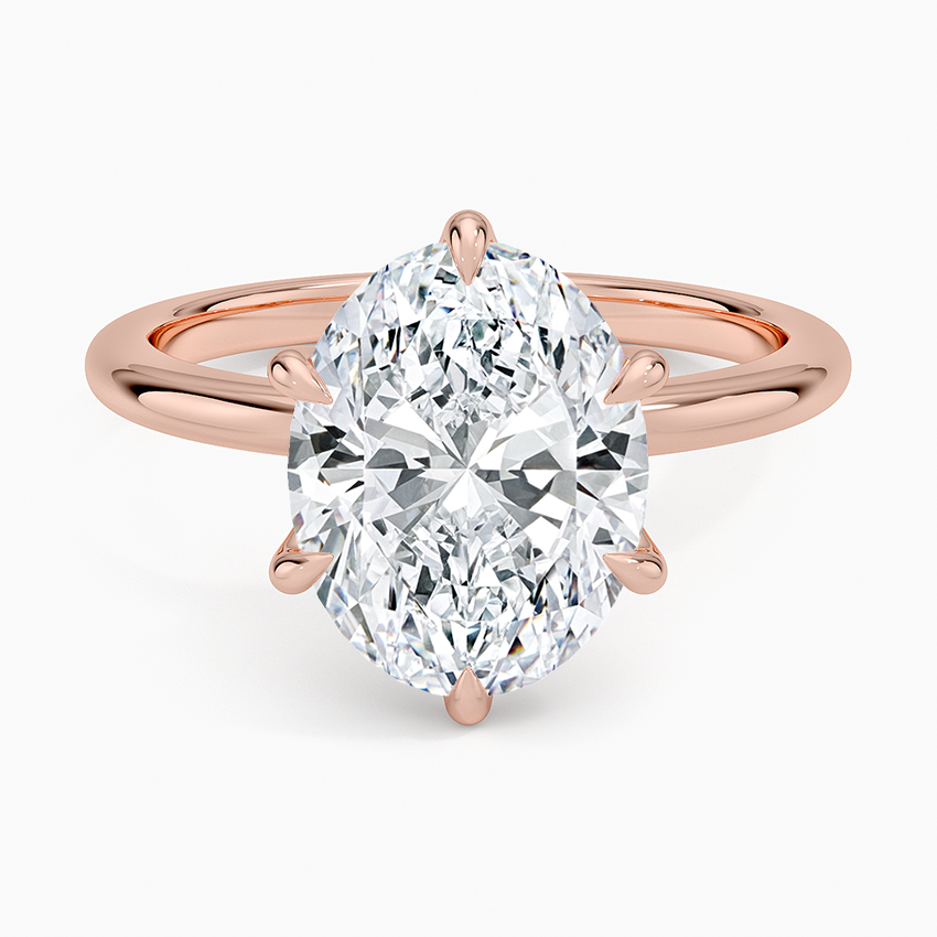 Altı Tırnak 3.00 Karat F-VS Oval Tektaş Laboratuvar Pırlanta Yüzük 18K - Bold Diamonds