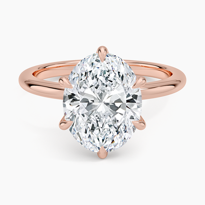 Altı Tırnak 3.00 Karat F-VS Oval Tektaş Laboratuvar Pırlanta Yüzük 18K - Bold Diamonds