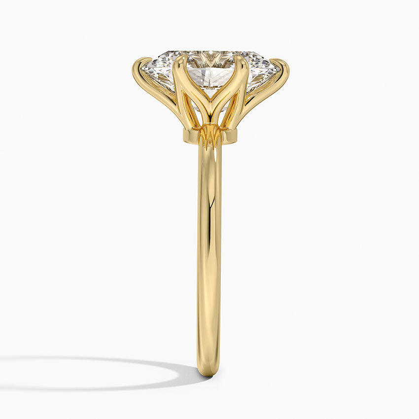 Altı Tırnak 3.00 Karat F-VS Oval Tektaş Laboratuvar Pırlanta Yüzük 18K - Bold Diamonds