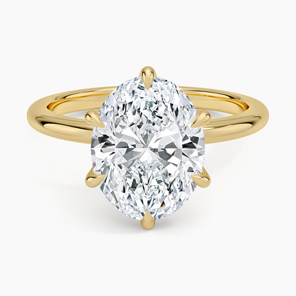 Altı Tırnak 3.00 Karat F-VS Oval Tektaş Laboratuvar Pırlanta Yüzük 18K - Bold Diamonds