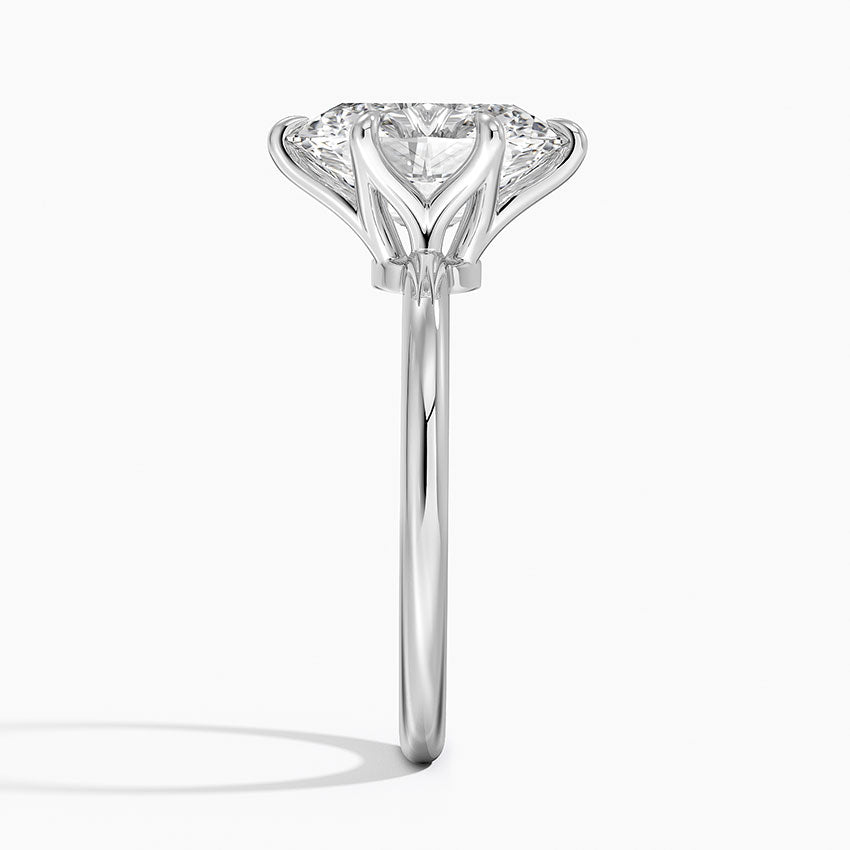 Altı Tırnak 3.00 Karat F-VS Oval Tektaş Laboratuvar Pırlanta Yüzük 18K - Bold Diamonds