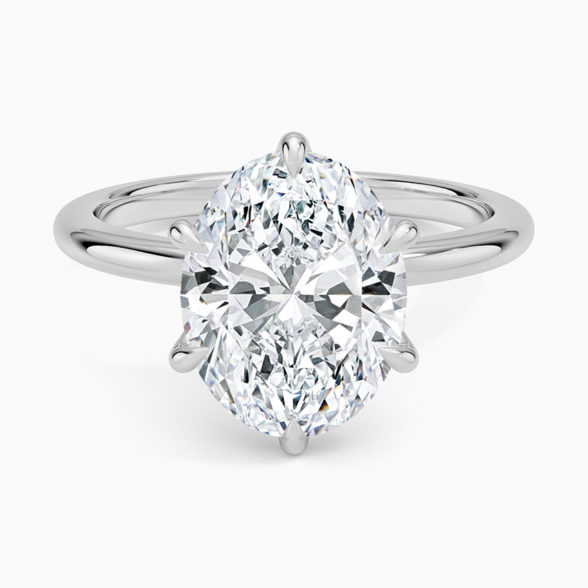 Altı Tırnak 3.00 Karat F-VS Oval Tektaş Laboratuvar Pırlanta Yüzük 18K - Bold Diamonds