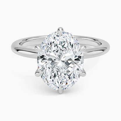 Altı Tırnak 3.00 Karat F-VS Oval Tektaş Laboratuvar Pırlanta Yüzük 18K - Bold Diamonds