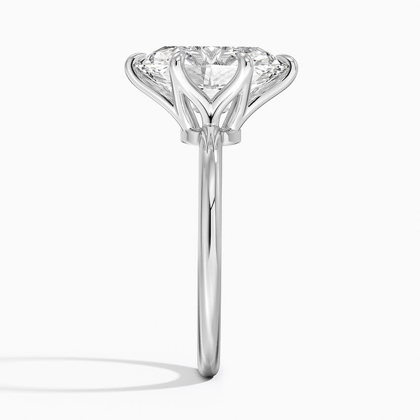 Altı Tırnak 4.00 Karat F-VS Oval Tektaş Laboratuvar Pırlanta Yüzük 18K - Bold Diamonds
