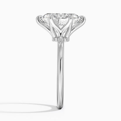 Altı Tırnak 4.00 Karat F-VS Oval Tektaş Laboratuvar Pırlanta Yüzük 18K - Bold Diamonds