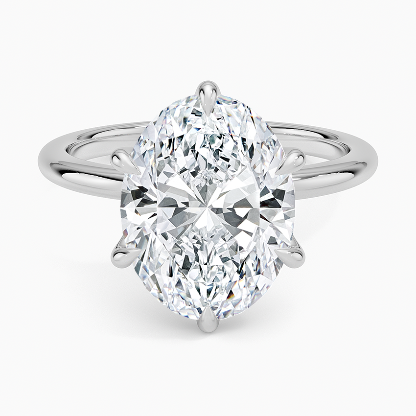Altı Tırnak 4.00 Karat F-VS Oval Tektaş Laboratuvar Pırlanta Yüzük 18K - Bold Diamonds