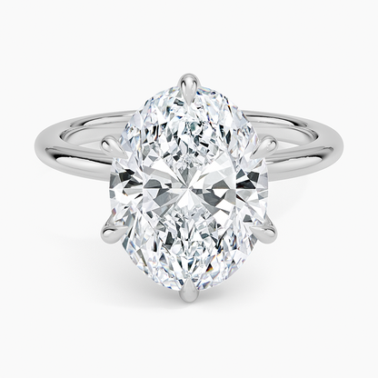 Altı Tırnak 4.00 Karat F-VS Oval Tektaş Laboratuvar Pırlanta Yüzük 18K - Bold Diamonds