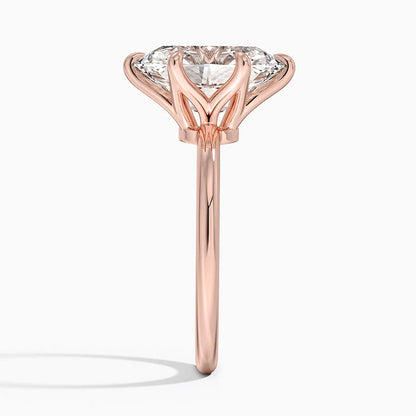 Altı Tırnak 4.00 Karat F-VS Oval Tektaş Laboratuvar Pırlanta Yüzük 18K - Bold Diamonds