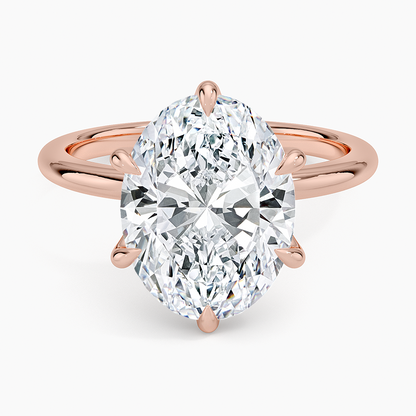 Altı Tırnak 4.00 Karat F-VS Oval Tektaş Laboratuvar Pırlanta Yüzük 18K - Bold Diamonds