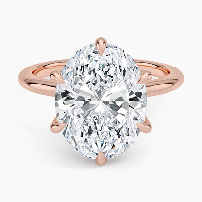 Altı Tırnak 5.00 Karat F-VS Oval Tektaş Laboratuvar Pırlanta Yüzük 18K - Bold Diamonds