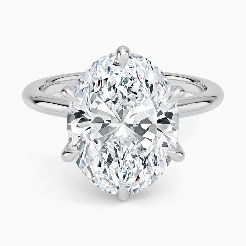 Altı Tırnak 5.00 Karat F-VS Oval Tektaş Laboratuvar Pırlanta Yüzük 18K - Bold Diamonds