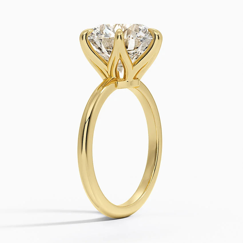 Altı Tırnak 5.00 Karat F-VS Tektaş Laboratuvar Pırlanta Yüzük 18K - Bold Diamonds