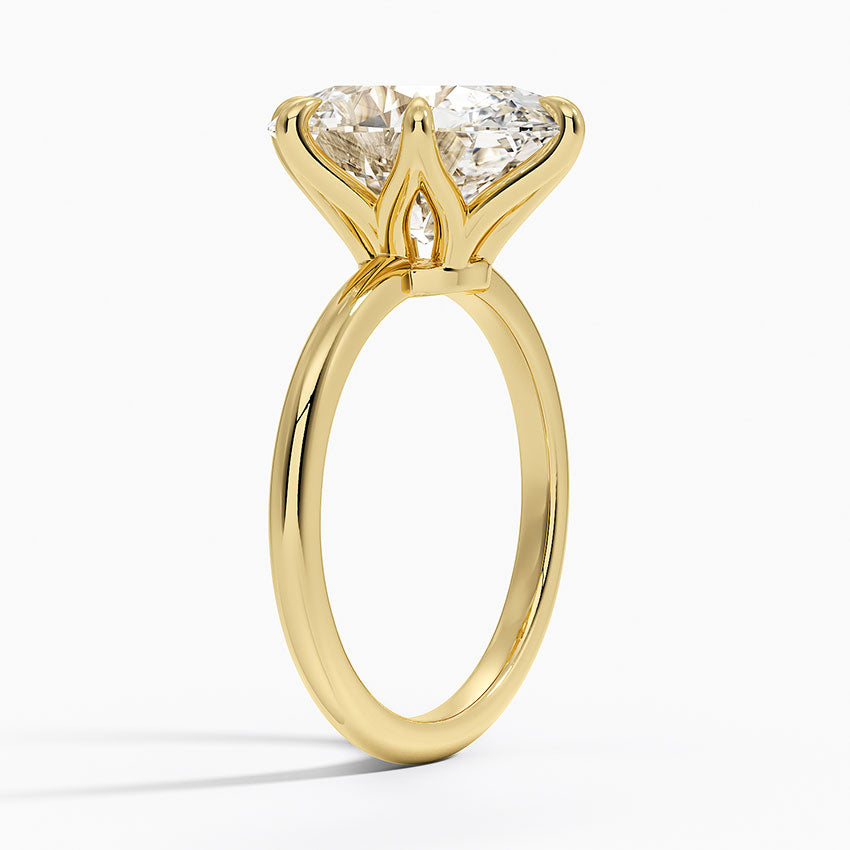 Altı Tırnak 5.00 Karat F-VS Oval Tektaş Laboratuvar Pırlanta Yüzük 18K - Bold Diamonds