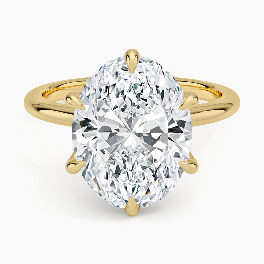 Altı Tırnak 5.00 Karat F-VS Oval Tektaş Laboratuvar Pırlanta Yüzük 18K - Bold Diamonds
